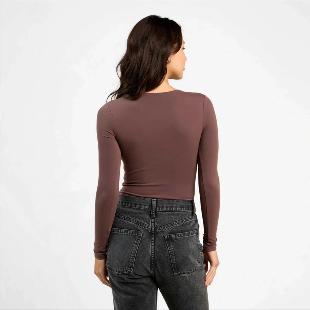 Nuuds Brown Fitted Long Sleeve Bodysuit - Picture 2 of 5